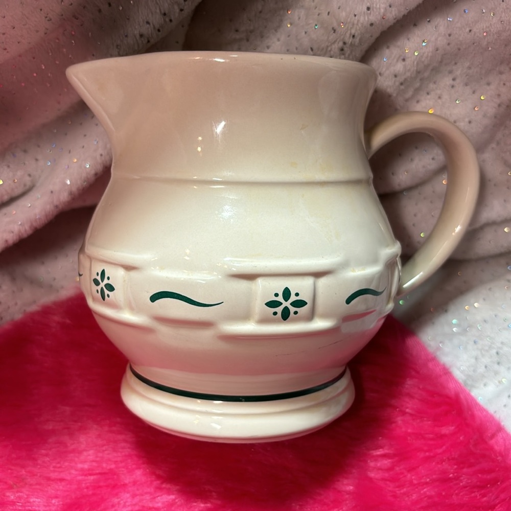 Longaberger Pottery Woven Traditions Heritage Green Small 1 QT Juice Pitcher - Picture 2 of 11